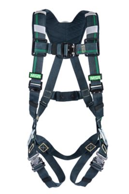 MSA 10155876 Gravity Coated Web Harness X-Large 641817075180 Tongue Buckle Leg Straps Vest-Type Back and Hip D-Rings