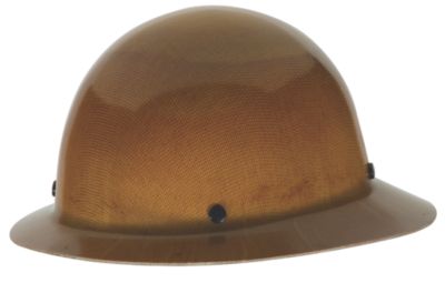 Msa full brim hard hat with store ratchet suspension