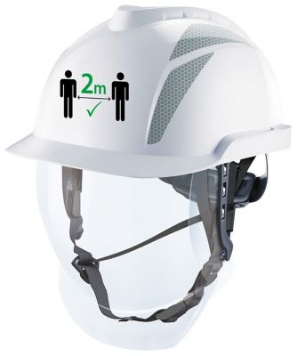 hard hats with company logo