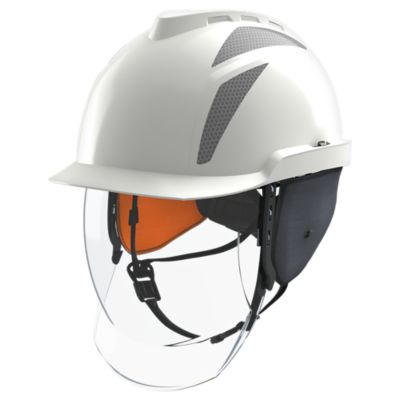 Casco de seguridad blanco con visera