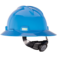 MSA V-Gard Hard Hat with full brim in blue
