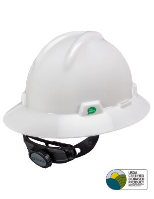 White MSA 477477 V-Gard Slotted Protective Cap with Fas-Trac Suspension Small