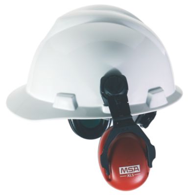 MSA White Hard Hat with Earmuffs - Full Brim | Texas America