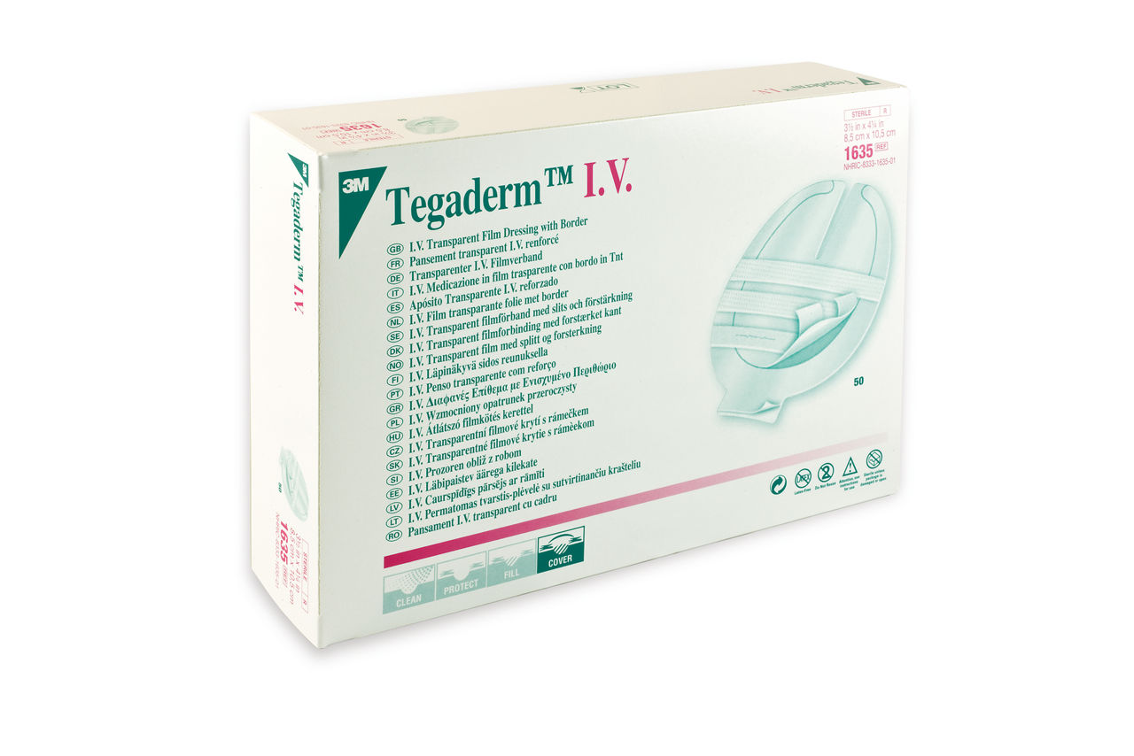 3M™ Tegaderm™ Transparent Film Dressings with Border 1635, 50Dressings/Carton, 4 Cartons/Case
