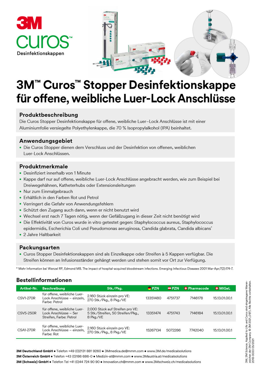3M™ Curos™ Stopper Desinfektionskappen - Produktdatenblatt