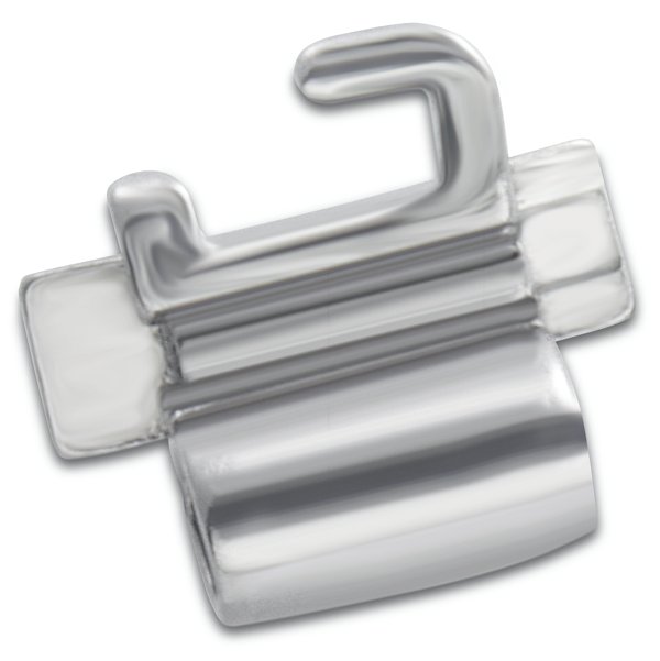 Een glanzende zilverkleurige 3M Victory Series buccale tube