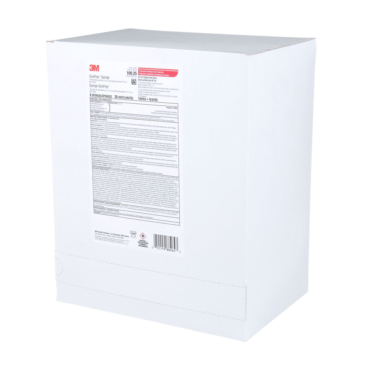 3M™ SoluPrep™ 4 Sponges, Tinted, 2% w/v CHG/70% v/v IPA
