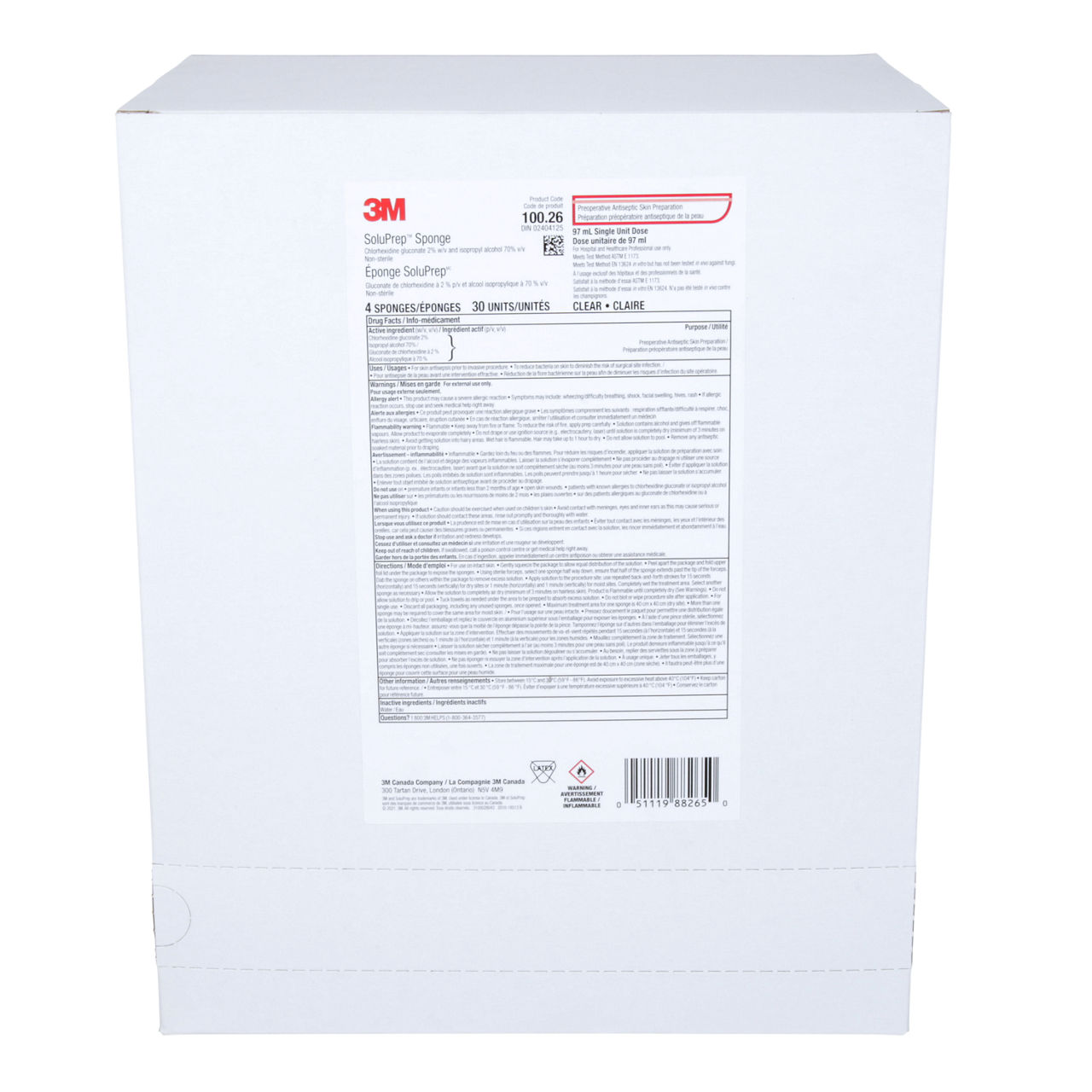 3M™ SoluPrep™ 4 Sponges, Clear, 2% w/v CHG/70% v/v IPA