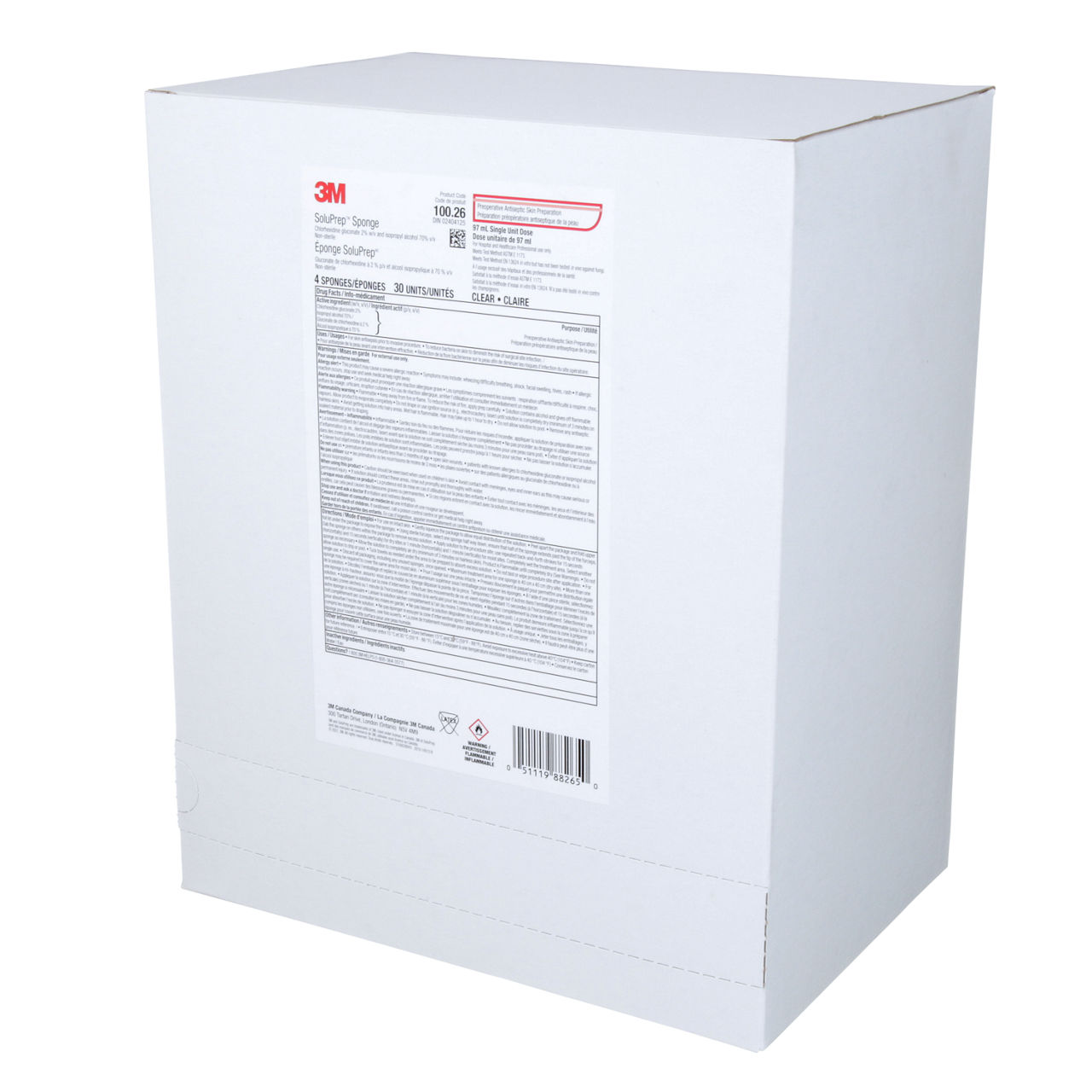 3M™ SoluPrep™ 4 Sponges, Clear, 2% w/v CHG/70% v/v IPA