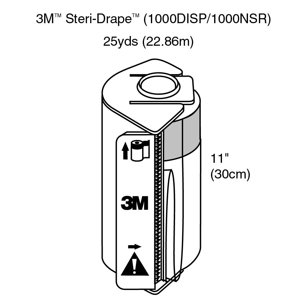 3M™ Steri-Drape™ Roll Prep Drape, 1000NSR, 22CM X 30CM, 8 rolls + 1dispenser/case