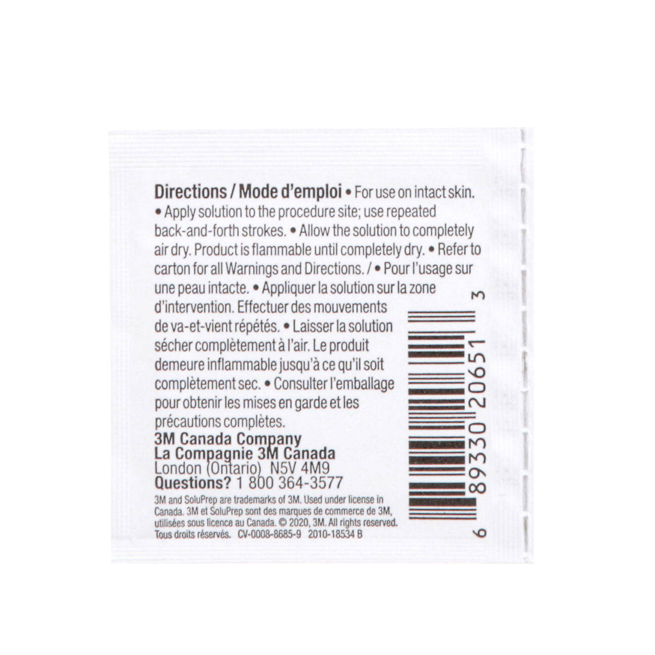 3M™ SoluPrep™ Small Wipe, Clear, 2% w/v CHG/70% v/v IPA