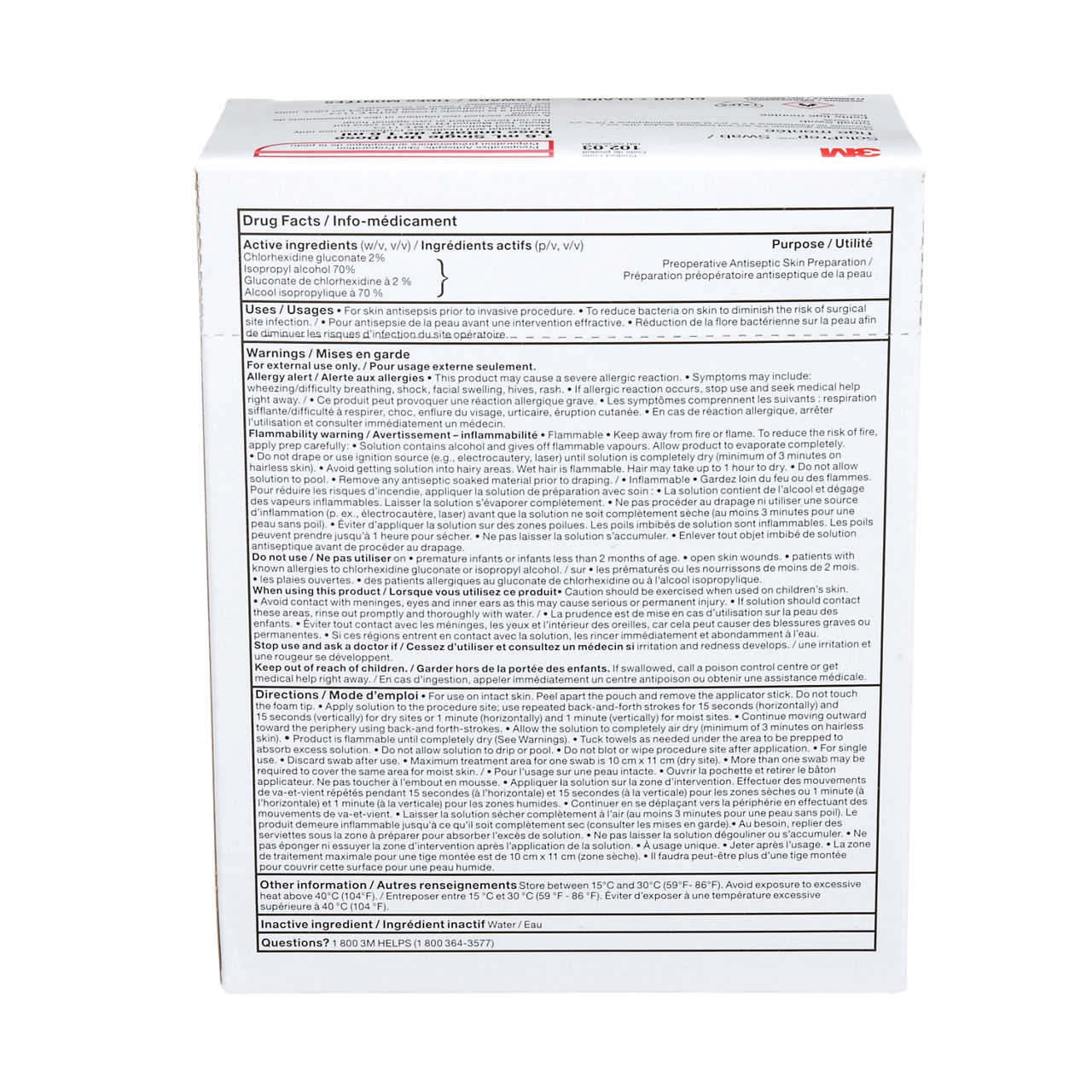 3M™ SoluPrep™ Small Swab, Clear, 2% w/v CHG/70% v/v IPA