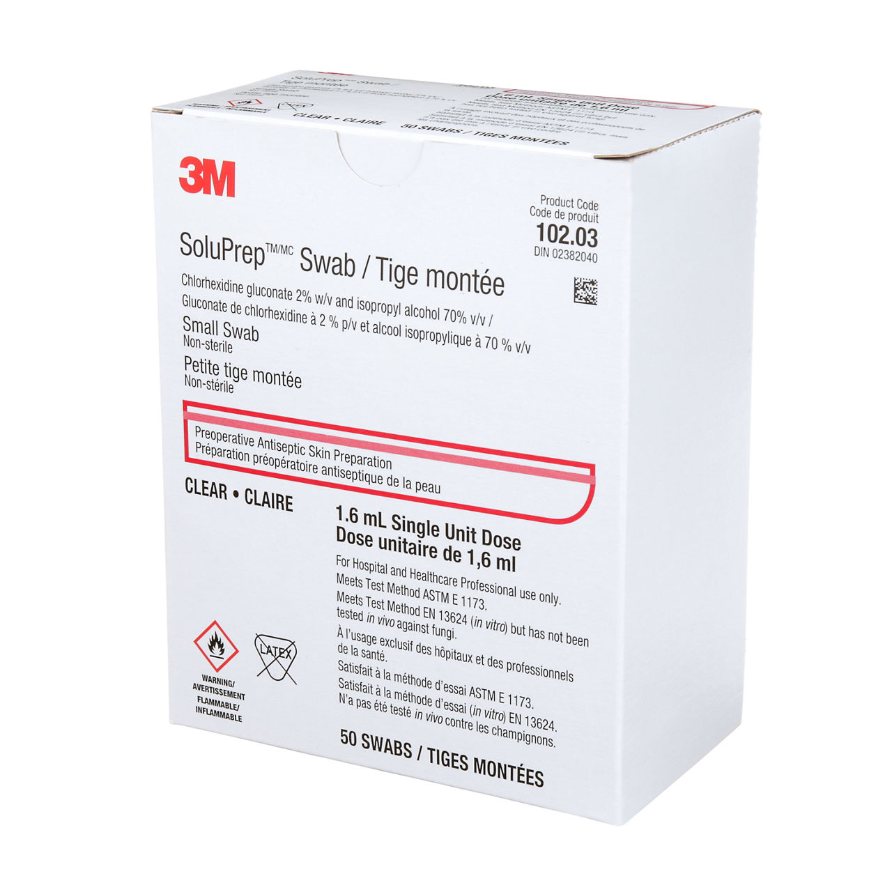 3M™ SoluPrep™ Small Swab, Clear, 2% w/v CHG/70% v/v IPA