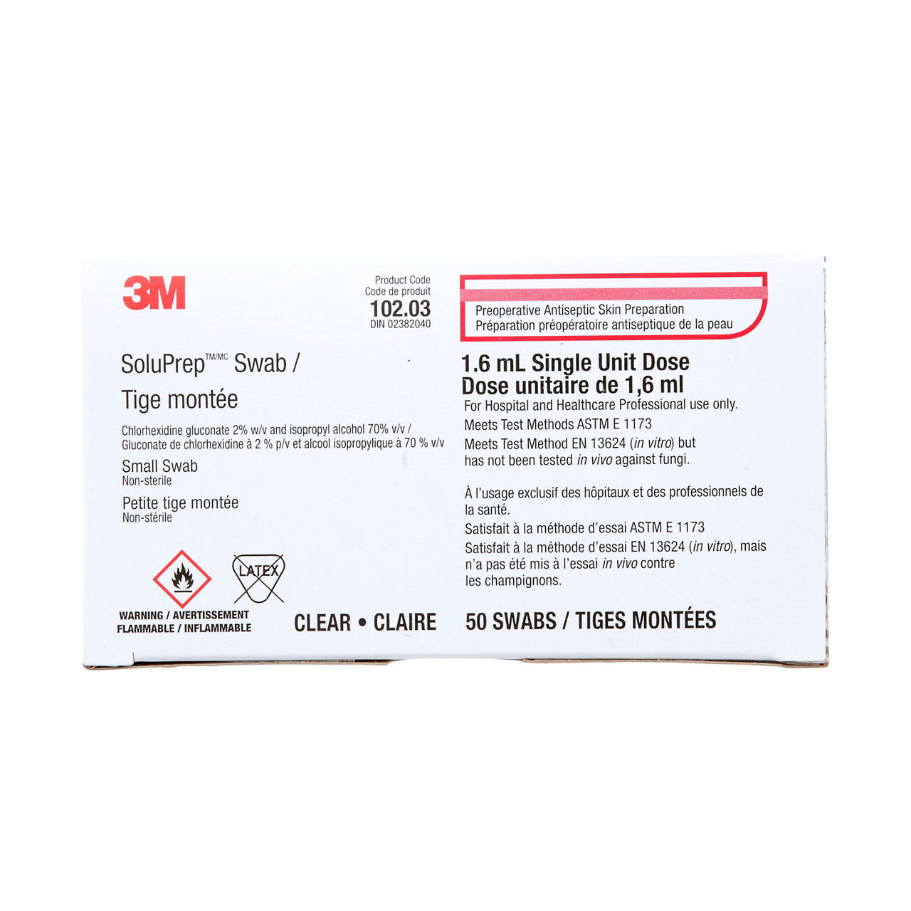 3M™ SoluPrep™ Small Swab, Clear, 2% w/v CHG/70% v/v IPA