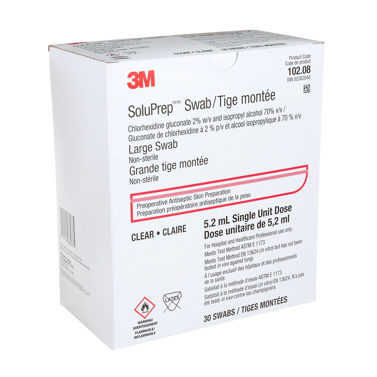 3M™ SoluPrep™ Swab, 10208, Large, Clear 2% CHG / 70% IPA, 30Each/Carton, 10 Carton/Case