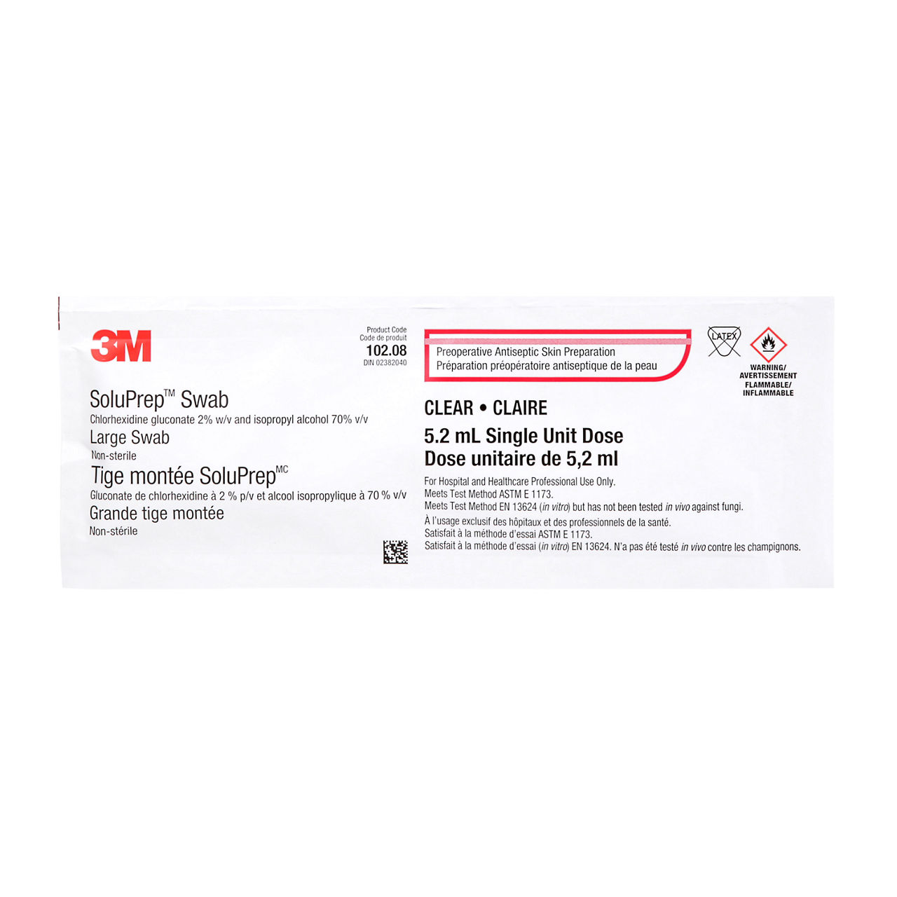 3M™ SoluPrep™ Large Swab, Clear, 2% w/v CHG/70% v/v IPA