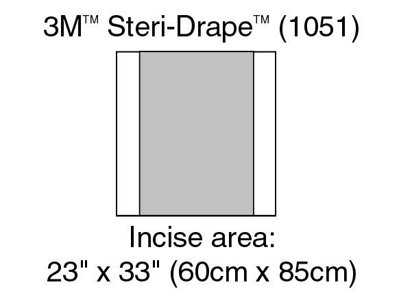 3M™ Steri-Drape™ Incise Drape, 1051, Incise Area 60 cm x 85 cm (23 in x 33 in), 10/Carton, 4 Cartons/Case