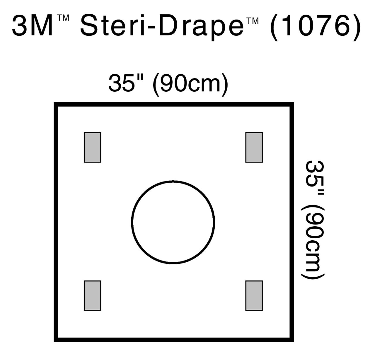 3M™ Steri-Drape™ Serweta z ringiem do ochrony brzegów rany, 1076, 90 cmx 90 cm ø 27 cm
