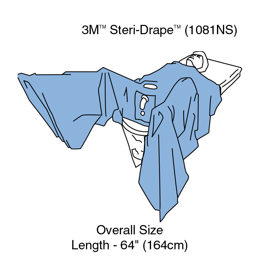 3M™ Steri-Drape™ TUR / Urological Drape 1081NS, 64 IN, arm extension 60IN, aperture 2 IN, 30/CS