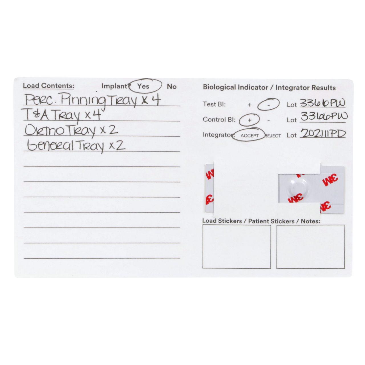 3M™ Attest™ Steam Load Record Card, 1243LR
