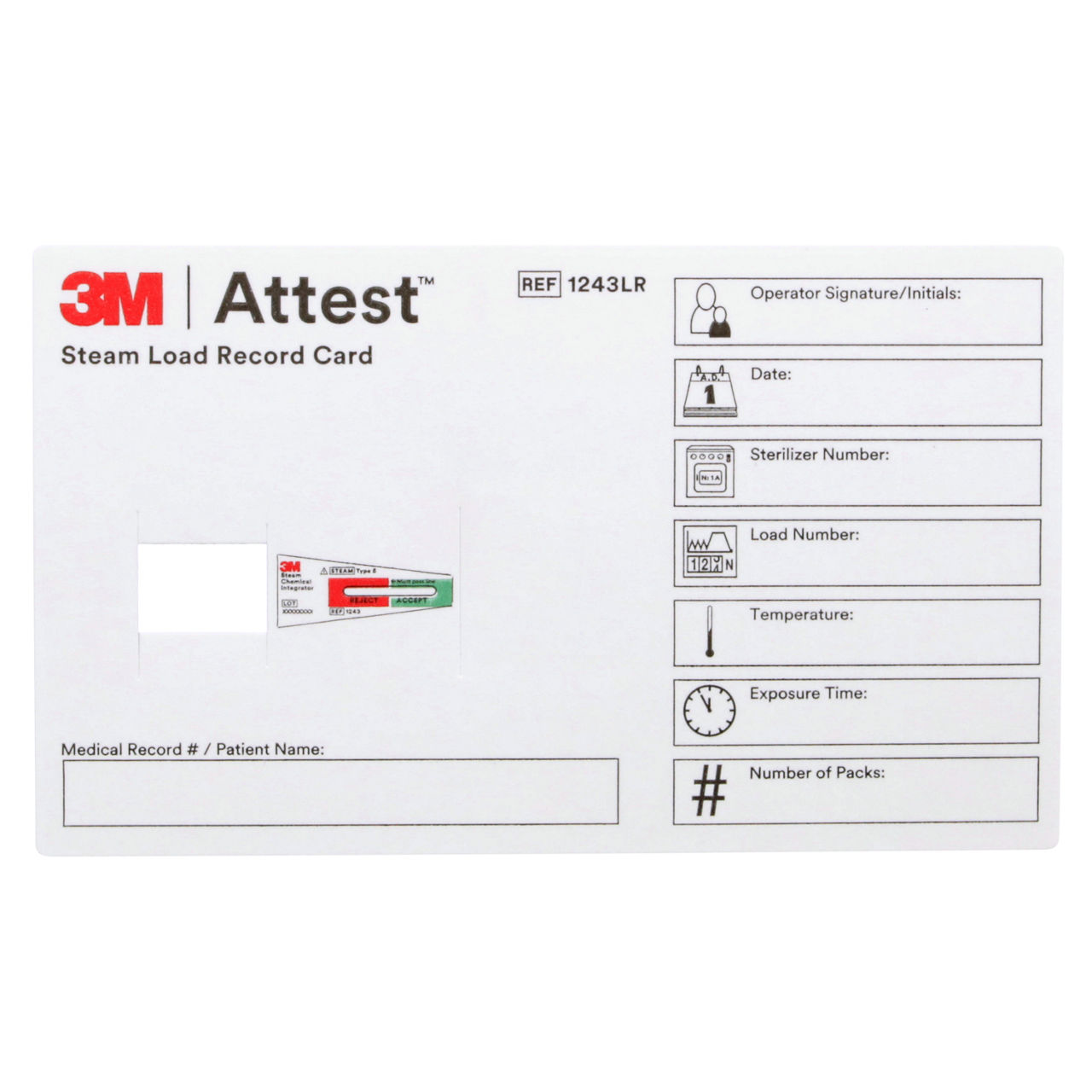 3M™ Attest™ Steam Load Record Card, 1243LR