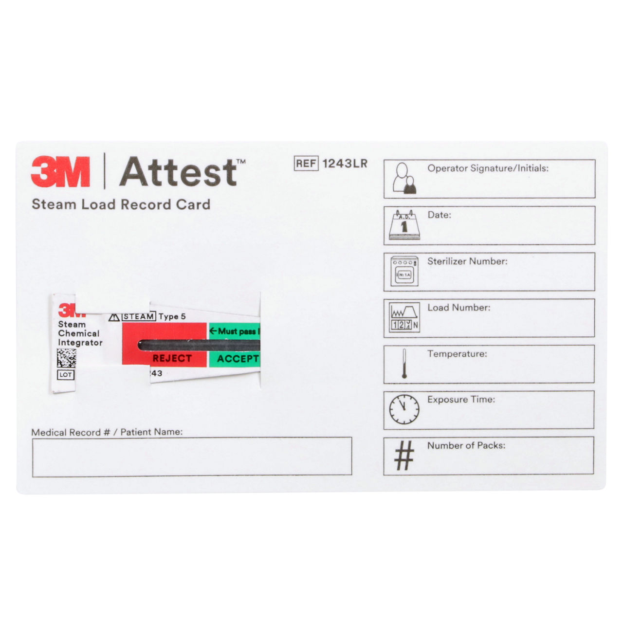 3M™ Attest™ Steam Load Record Card, 1243LR