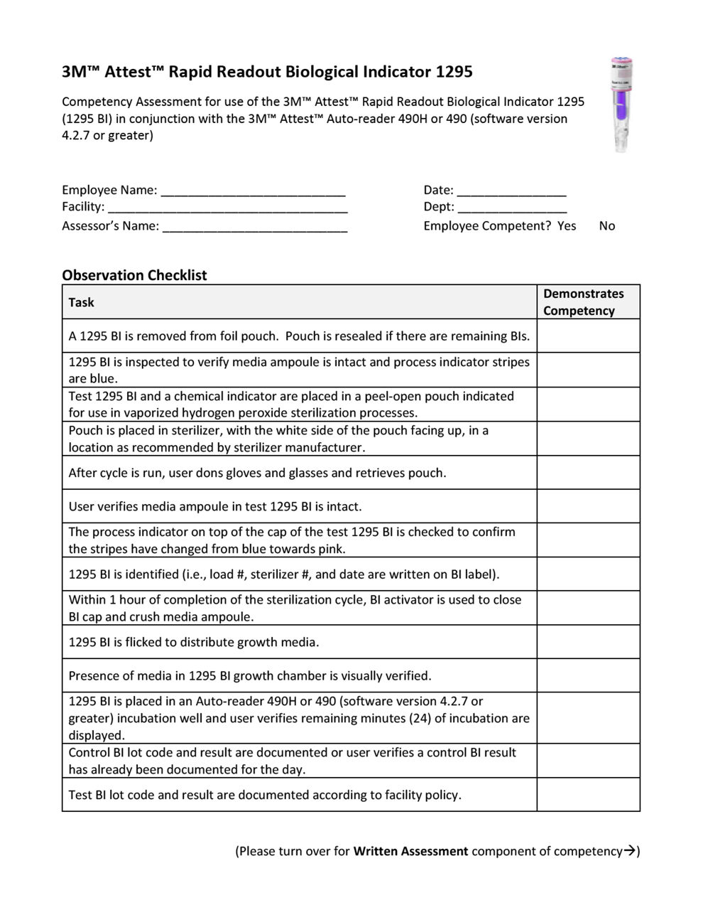 3M™ Attest™ Rapid Readout Biological Indicator 1295