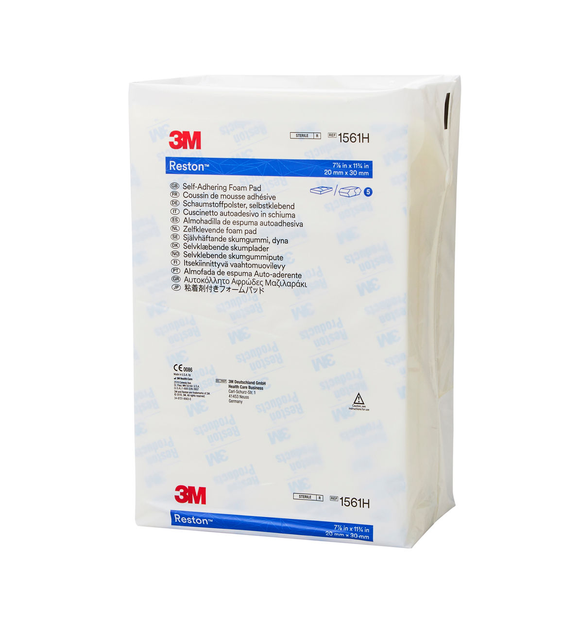3M™ レストン™ 粘着フォームパッド 1561H, 20 cm x 30 cm, 厚さ25mm, 5枚/袋, 5 袋/ケース