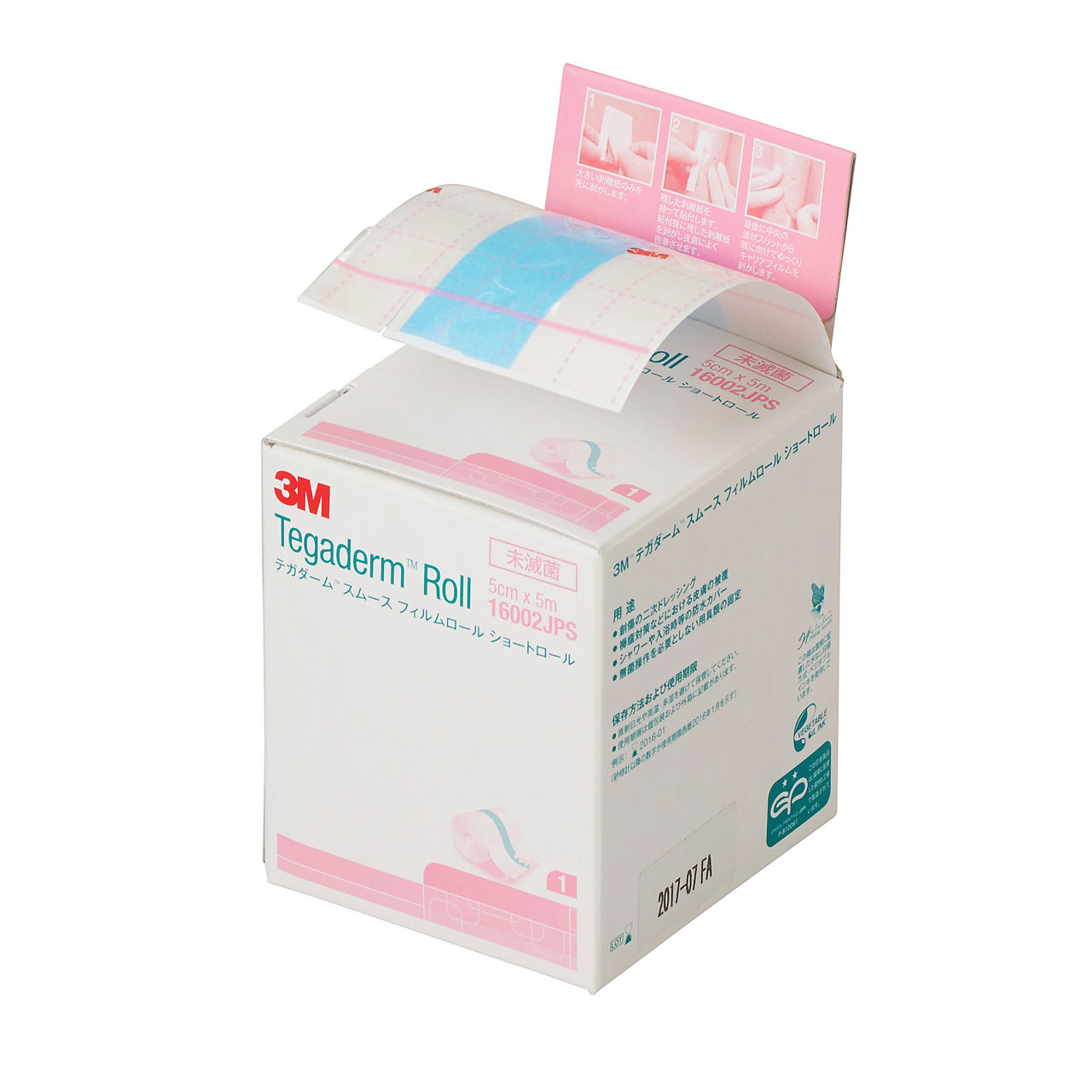 3M™ テガダーム™ スムース フィルムロール ショートロール 16002JPS, 5 cm x5 m, 1 巻/箱, 8 箱/ケース