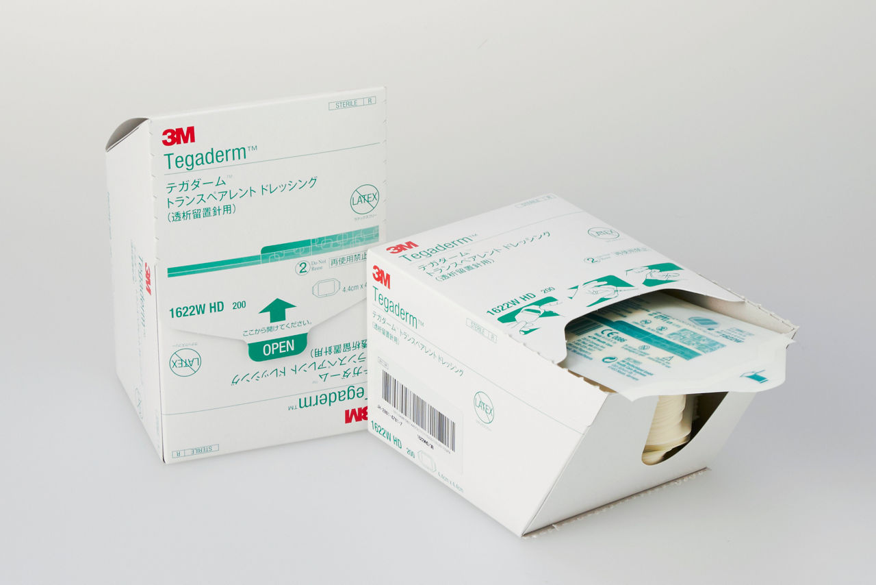 3M™ テガダーム™ トランスペアレント ドレッシング 透析留置針用 1622W HD,4.4 cm x 4.4 cm, 200 枚/箱, 4箱/ケース