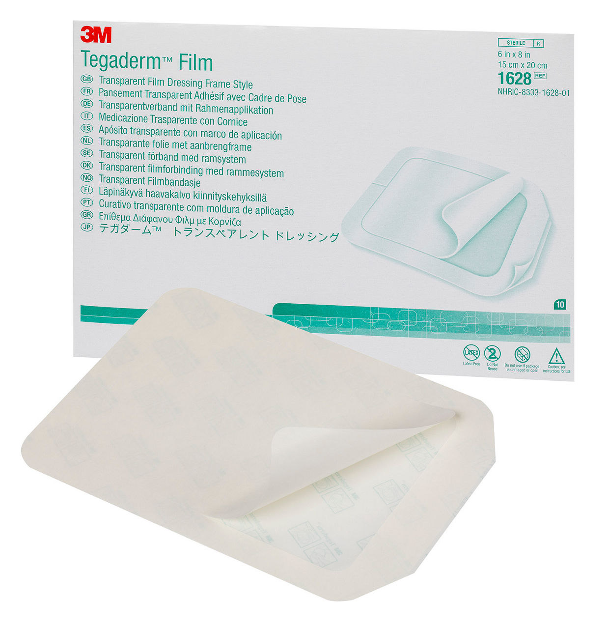 3M™ Tegaderm™ Transparent Film Dressing Frame Style, 1628, 6 in x 8 in (15 cm x 20 cm), 10/ct 8ct/Case