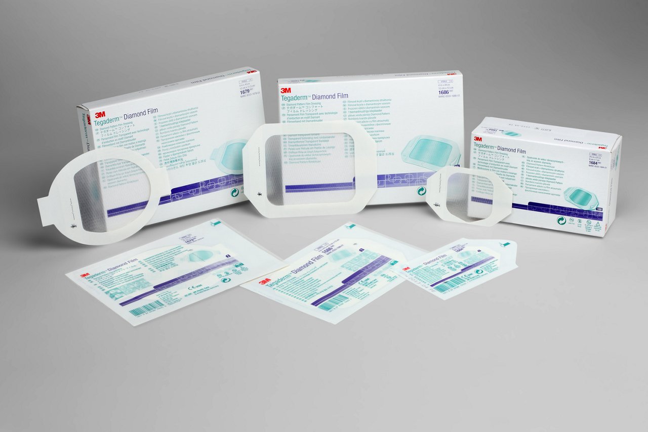 Tegaderm Diamond Dressing Group Product Photo, Packaged with insert, 1679, 1684, 1686, rgb jpg