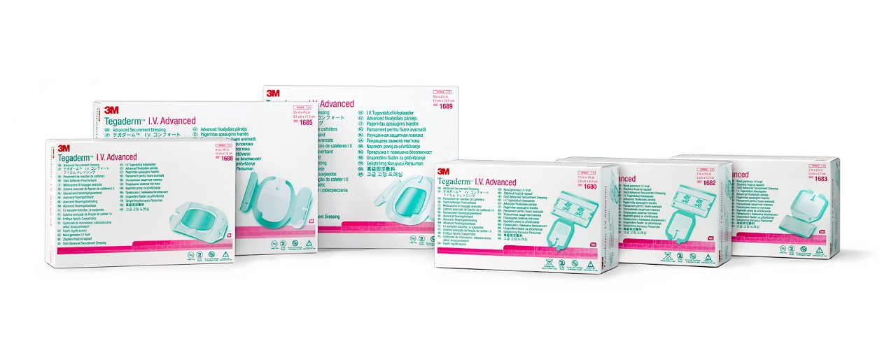 Tegaderm™ IV Advanced Dressings 1680, 1682, 1683, 1685, 1688, 1689 package, white