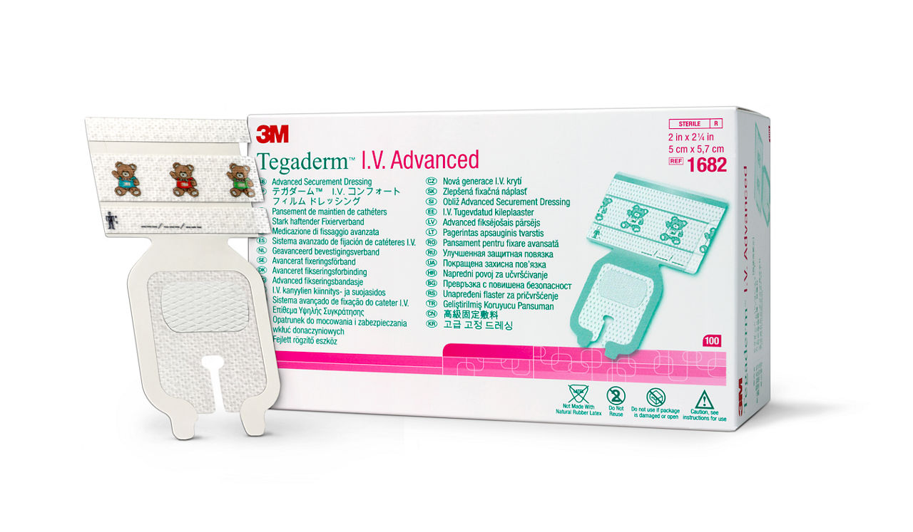 3M™ Tegaderm™ I.V. Advanced Securement Dressing, 1682, 2 in x 2-1/4 in (5 cm x 5.7 cm), 100/ct 4ct/Case