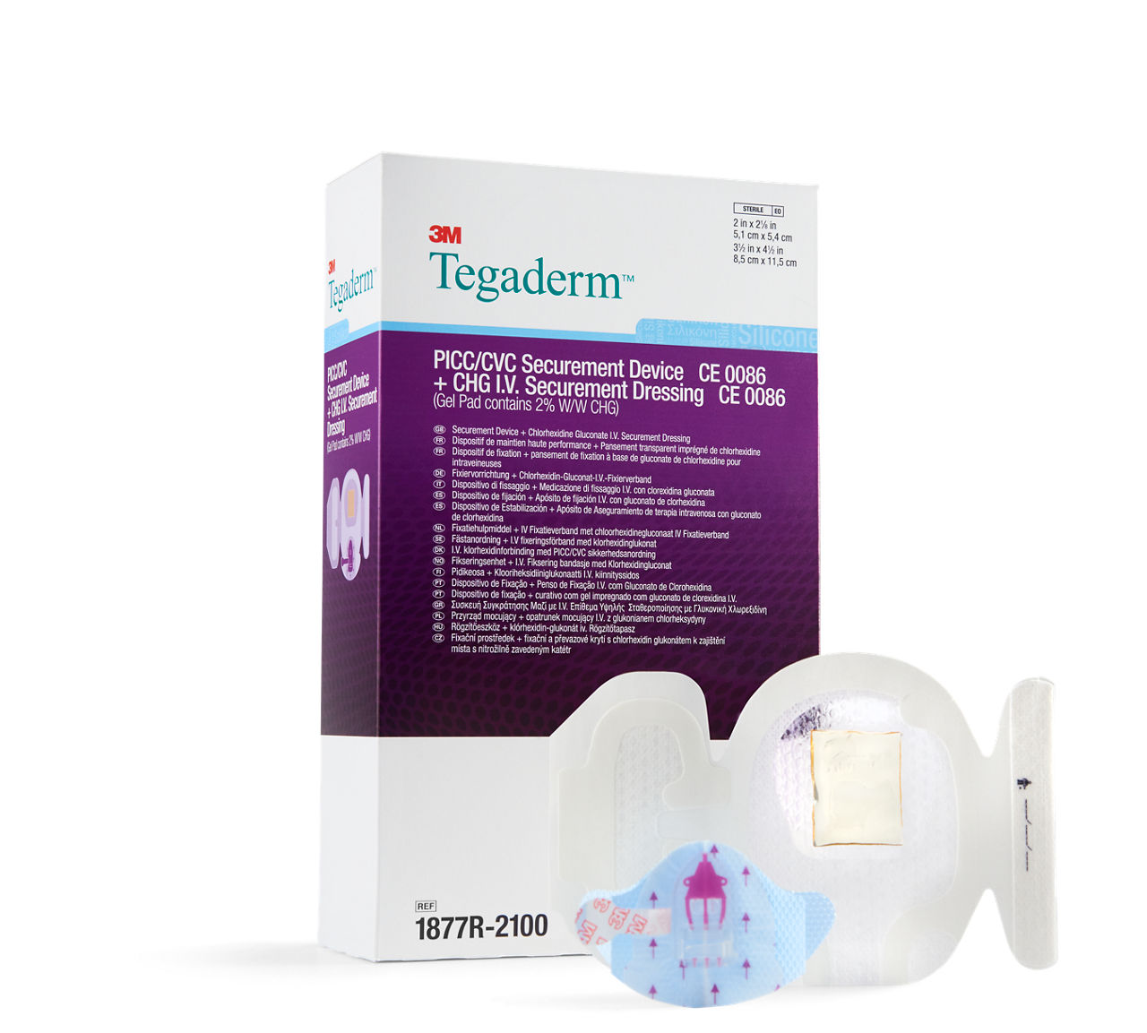 3M™ PICC/CVC Secur Device + 3M™ Tegaderm™ CHG I.V. Secur Dressing,1877R-2100, 8.5 cm x 11.5 cm, 20/CAR, 4 CAR/CS, 80/CS