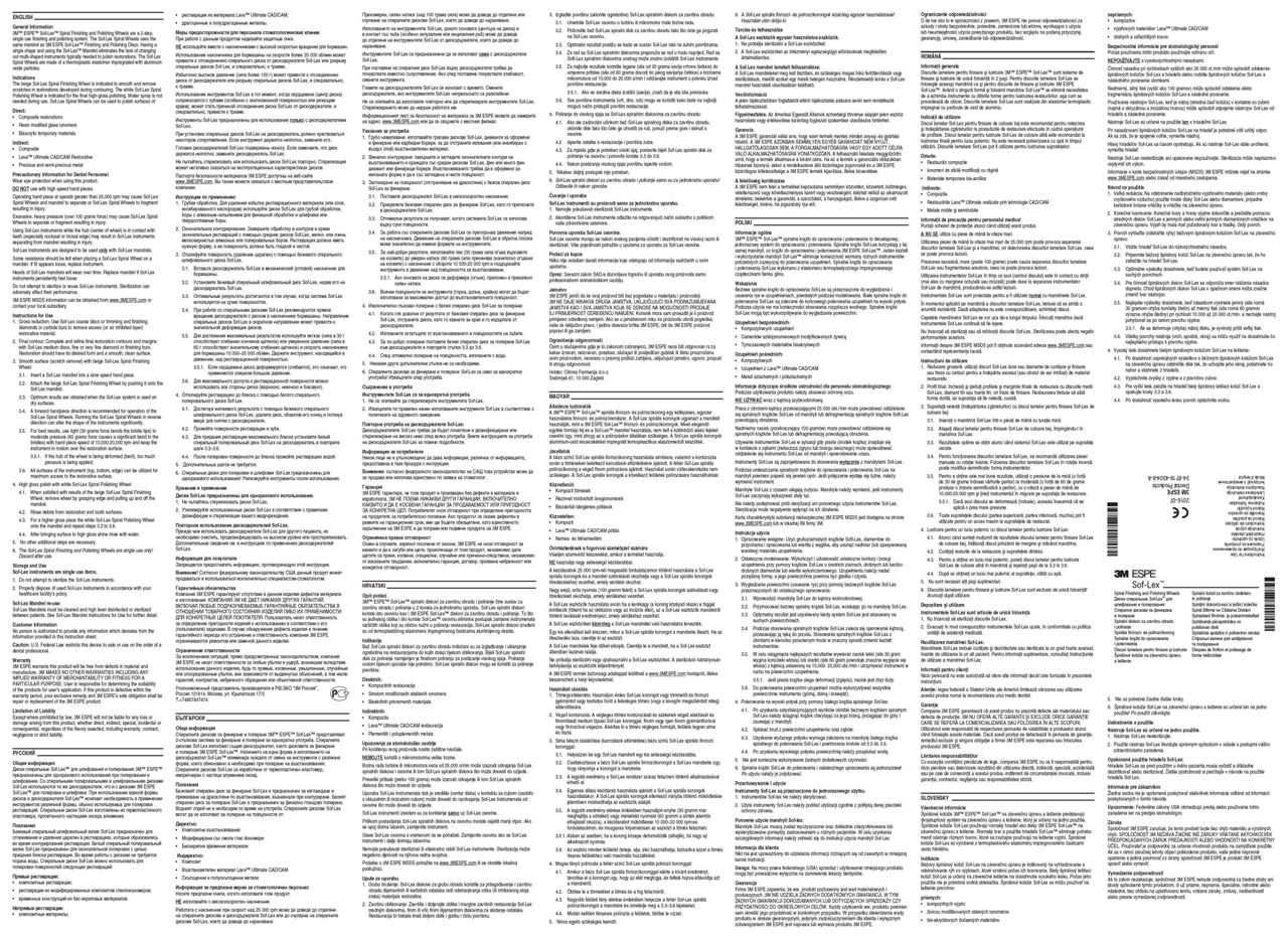 Instructions for Use - 2380 SOF-LEX EXTRA THIN DISC KIT EE