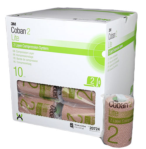 Système de compression bi-bandes 3M™ Coban™ 2 Lite, bande decompression, 20724, 10 cm x 3.5 m