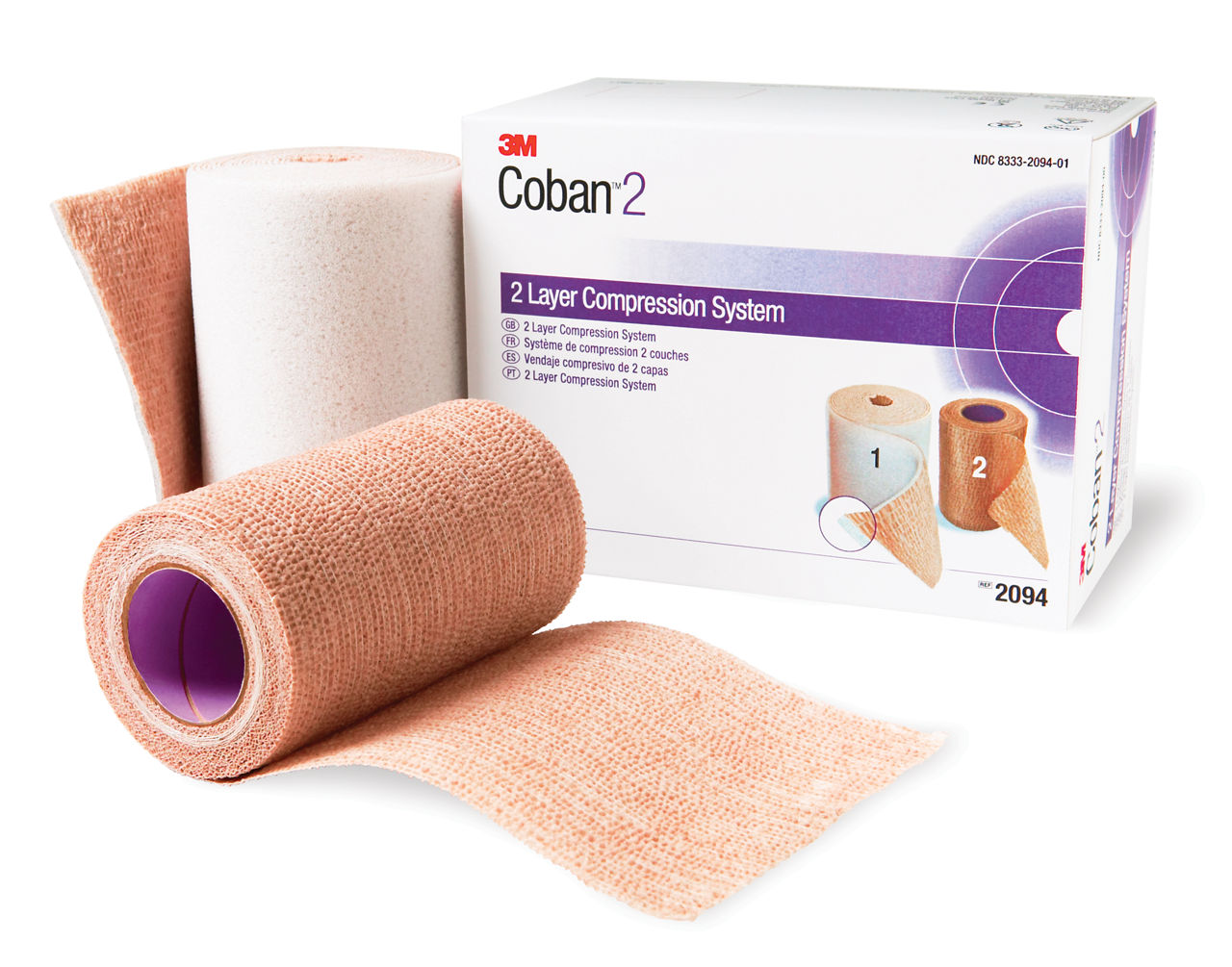 3M™ Coban™ 2 Two-Layer Compression System 2094XL, Extra Long, 4", 1Kit/Carton 8 Carton/Case