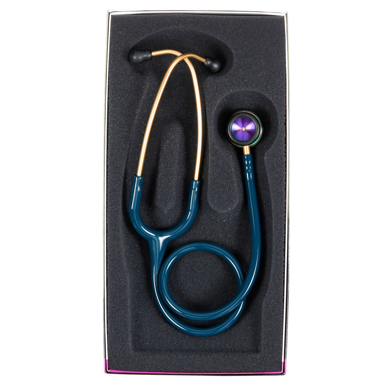 3M™ Littmann® Classic II Pediatric Stethoscope, Rainbow-finish Chestpiece, Caribbean Blue Tube, 2153