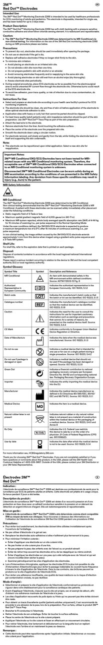 Instructions for Use - 2268-3 RED DOT SOFT CLOTH MON ELECTRODE