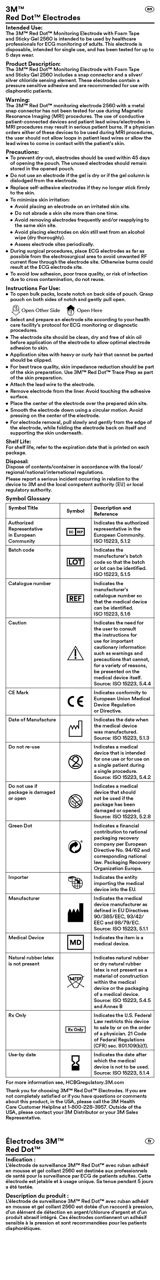 Instructions for Use - 2560 FOAM MONITOR ELECTRODE