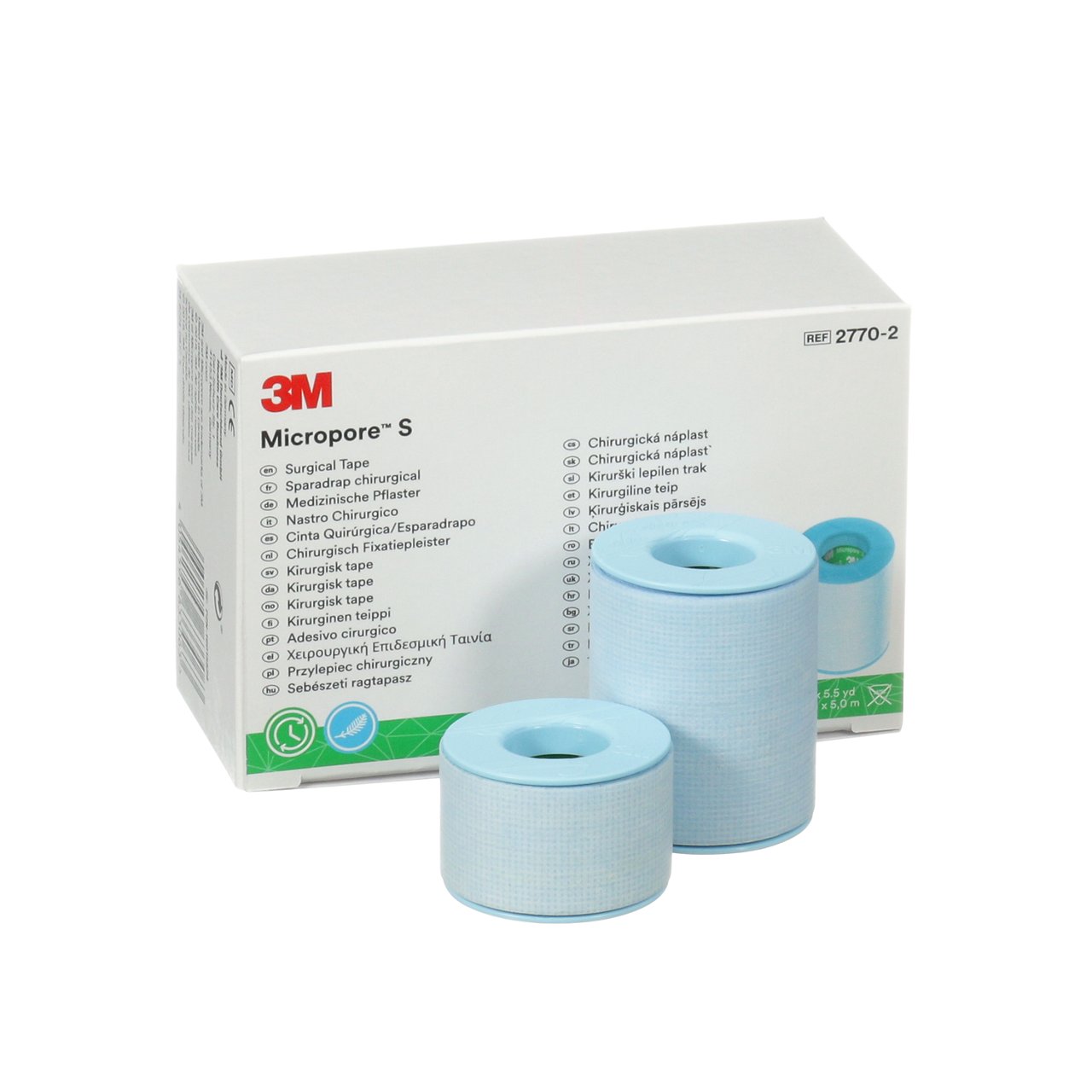 2770-1IP-Familyshot. 360. Micropore S Surgical Tape family shot with box