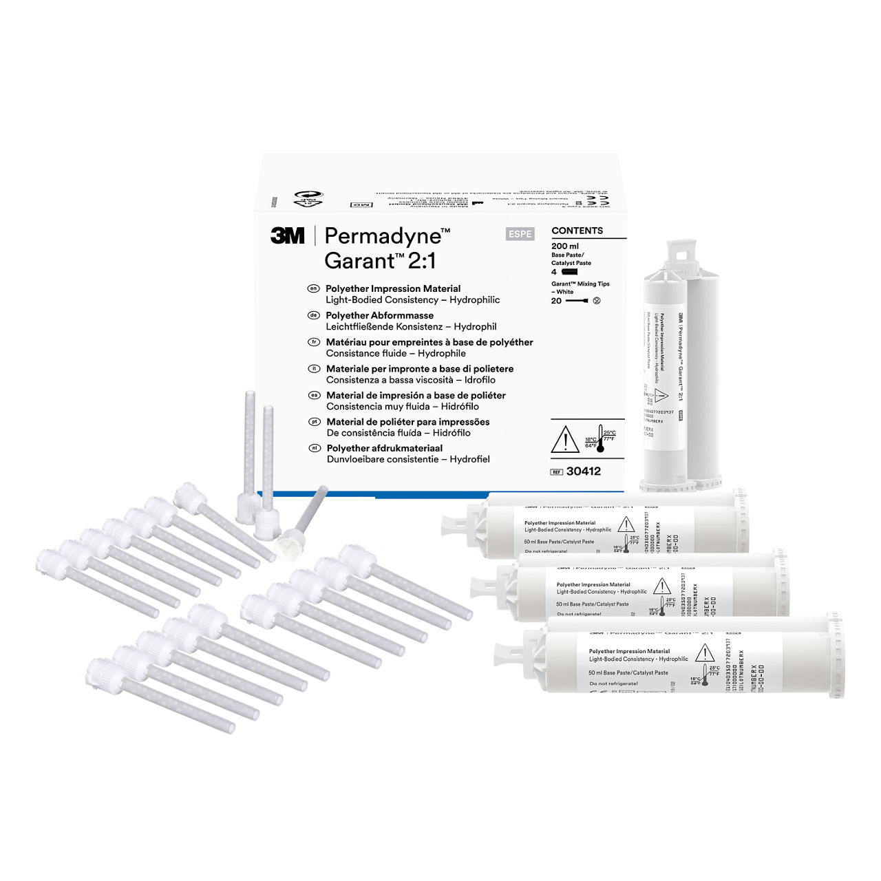 3M™ Permadyne™ Garant™ 2:1 30412 Matériau d’empreintes Polyéther, bleu,boîte standard