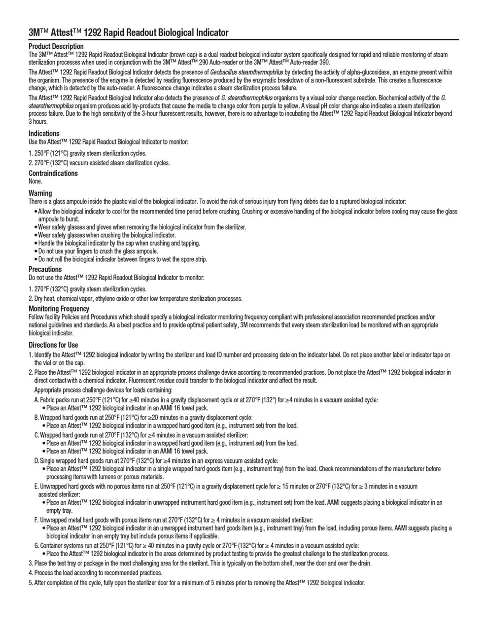 3M™ Attest™ 1292 Rapid Readout Biological Indicator
