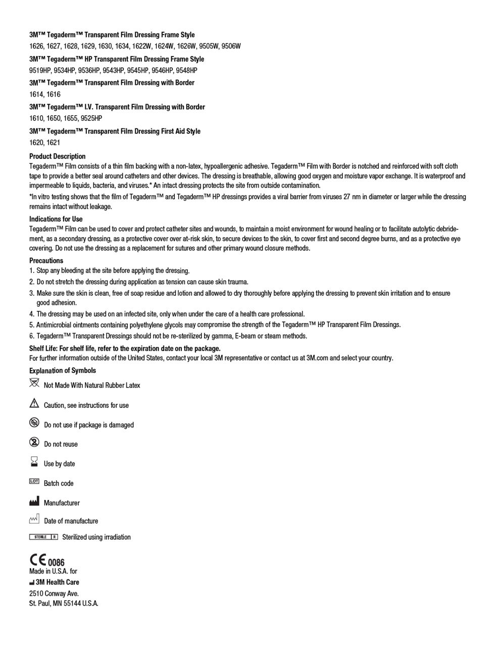 3M™ Tegaderm™ Transparent Film Dressing Frame Style 