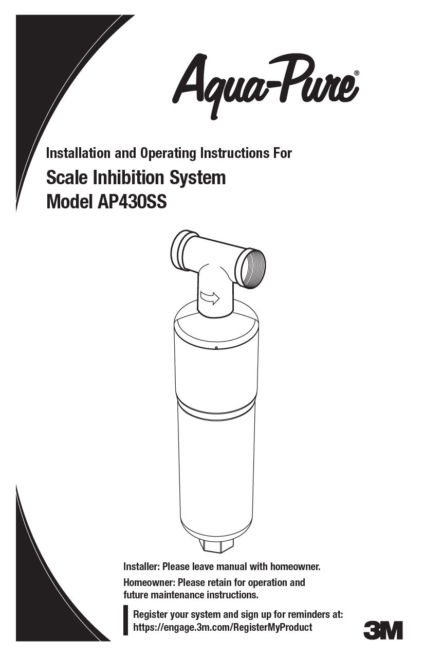 Installation and Operating Instructions For Scale Inhibition System Model AP430SS