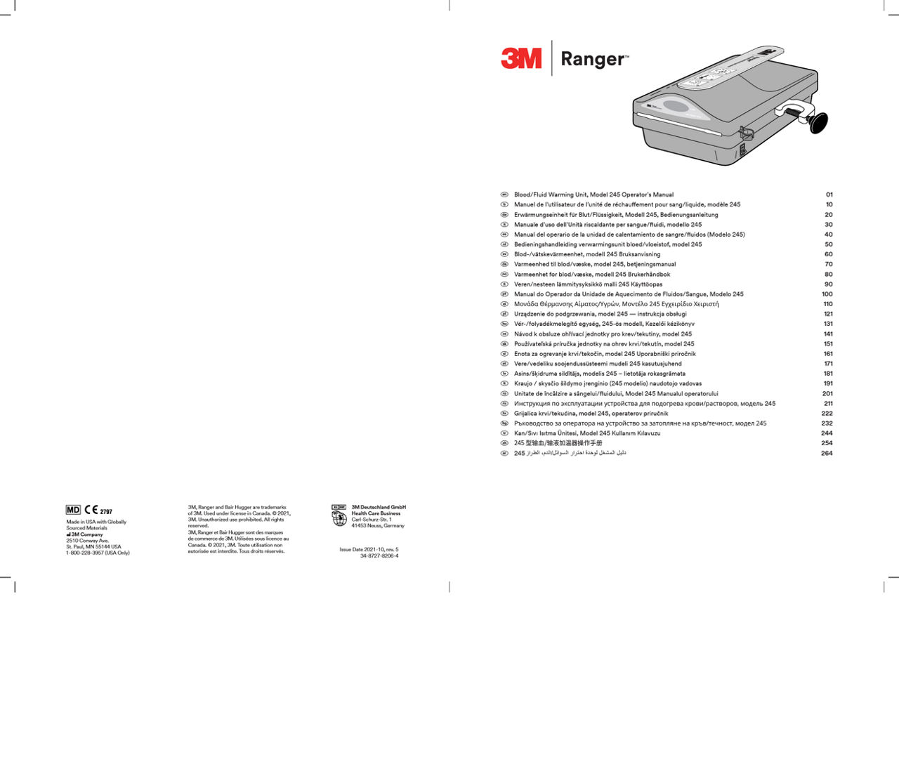 Instructions for Use - 24513 WARM UNIT 220V-ENG-F, 1/EA