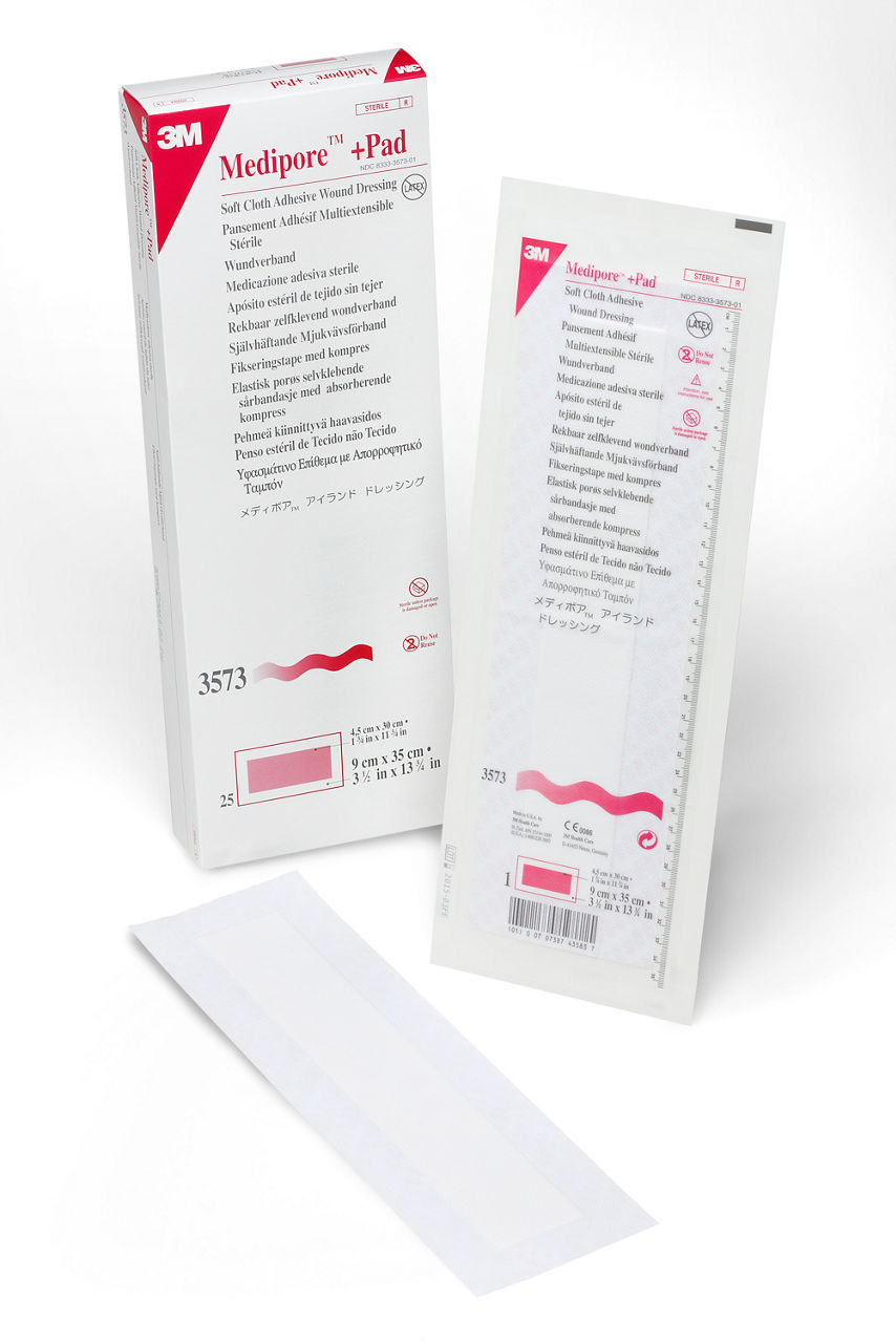 Medipore +Pad Soft Cloth Adhesive Wound Dressing 3573, white