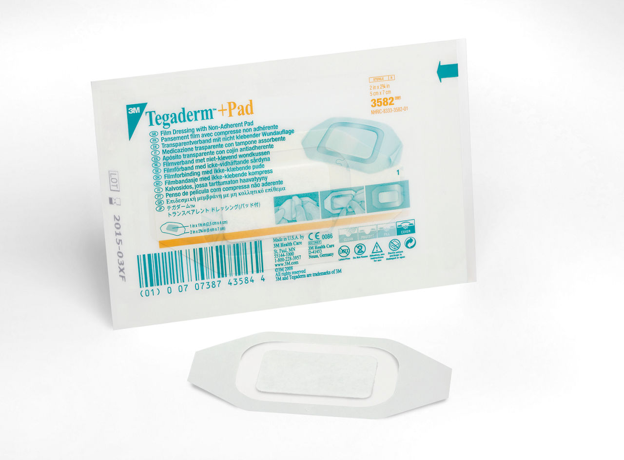 Tegaderm +Pad Film Dresssing with Non-Adherent Pad 3582, white