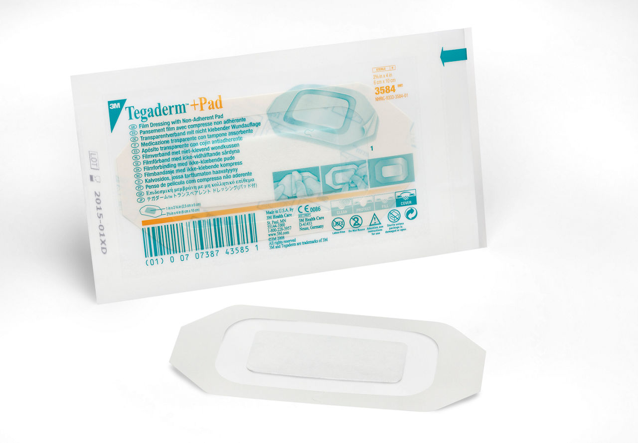 Tegaderm +Pad Film Dresssing with Non-Adherent Pad 3584, white